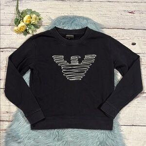 Emporio Armani Silver Embroidered Logo Crewneck Sweatshirt
